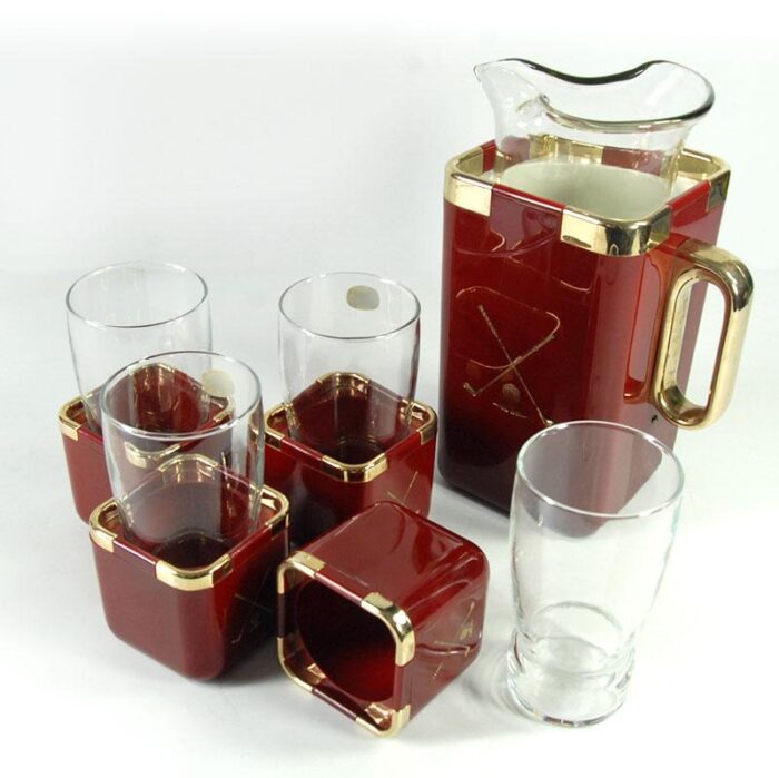 hollywood regency glasses and jug set from hans turnwald 1970s set of 5 6990