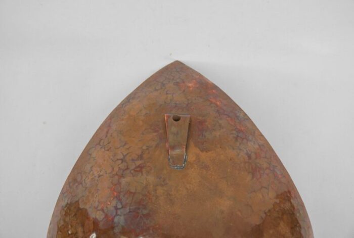 huge hand forged hammered copper artist wall candle holder 1950s 7