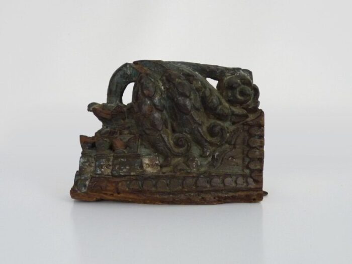 indian carved wood wall candle holder 19th century 8