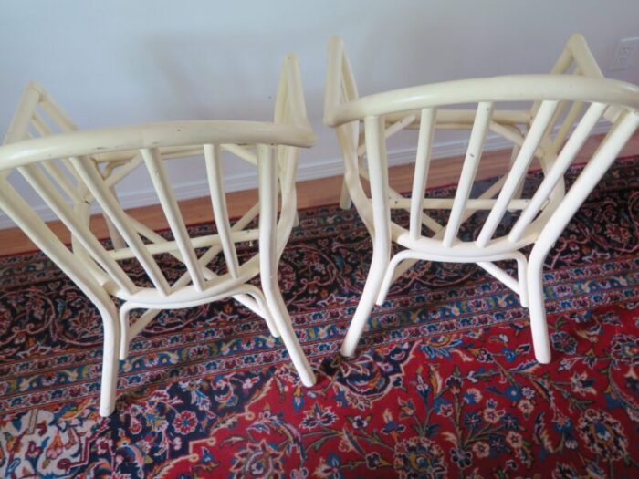 italian bamboo and cane side chairs with classic asian design upholstery 6556