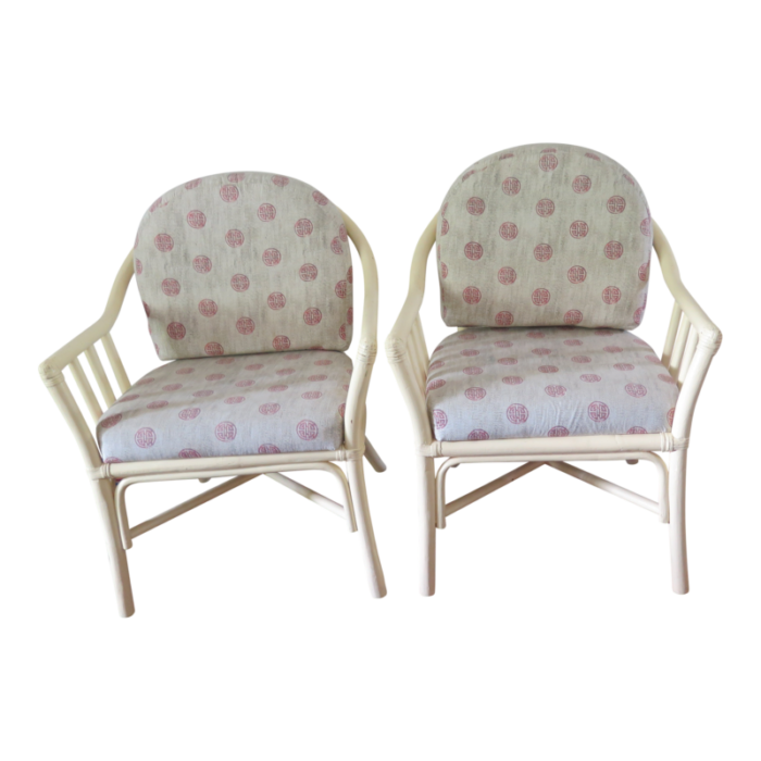 italian bamboo and cane side chairs with classic asian design upholstery 6814