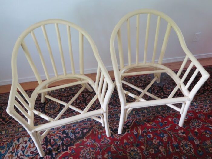 italian bamboo and cane side chairs with classic asian design upholstery 9368