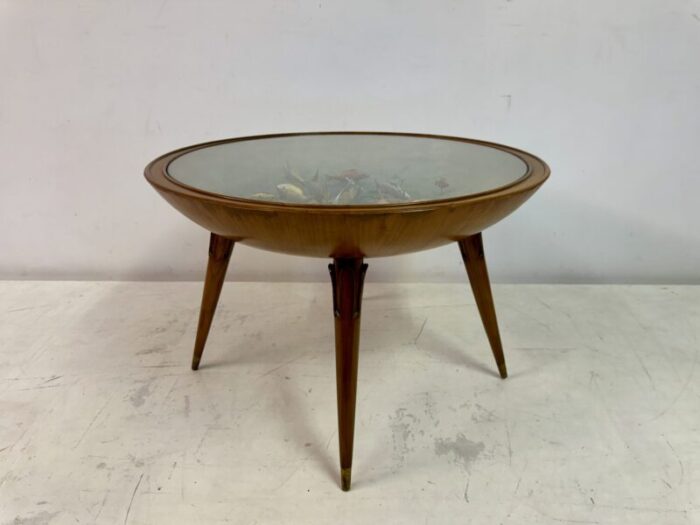 italian coffee table with model fish 1950s 6562