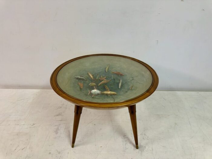 italian coffee table with model fish 1950s 9375