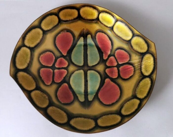 italian enameled copper bowl in the style of paolo de poli 1950 3