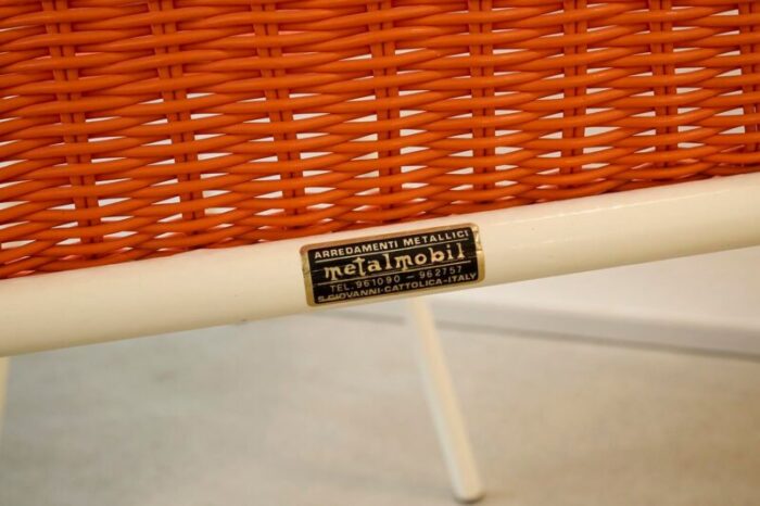 italian garden chairs in metal and woven plastic from metalmobil 1960s set of 6 4110