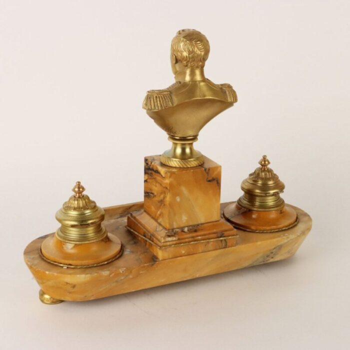 italian inkwell in yellow marble and gilded bronze 2