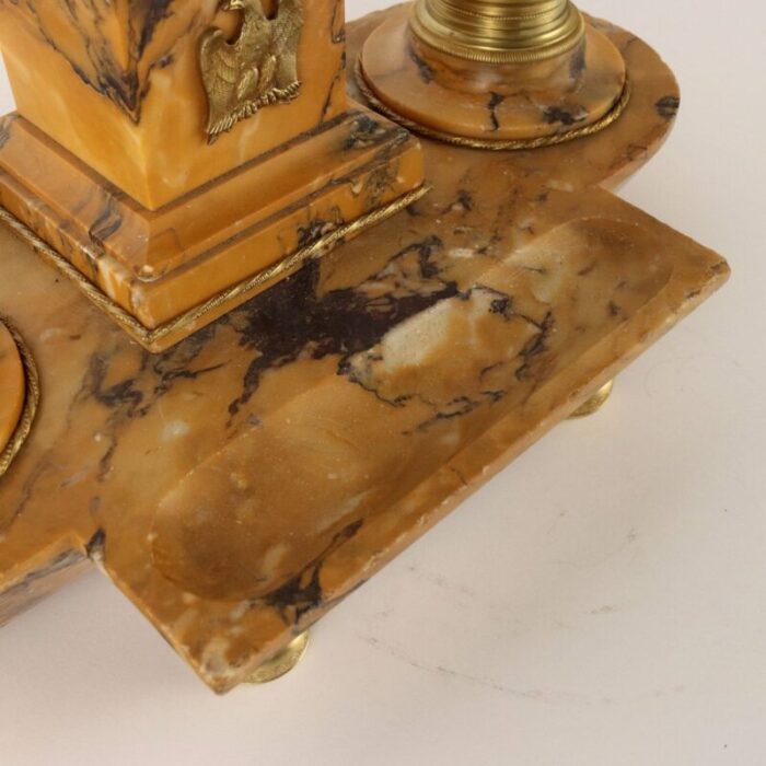 italian inkwell in yellow marble and gilded bronze 7