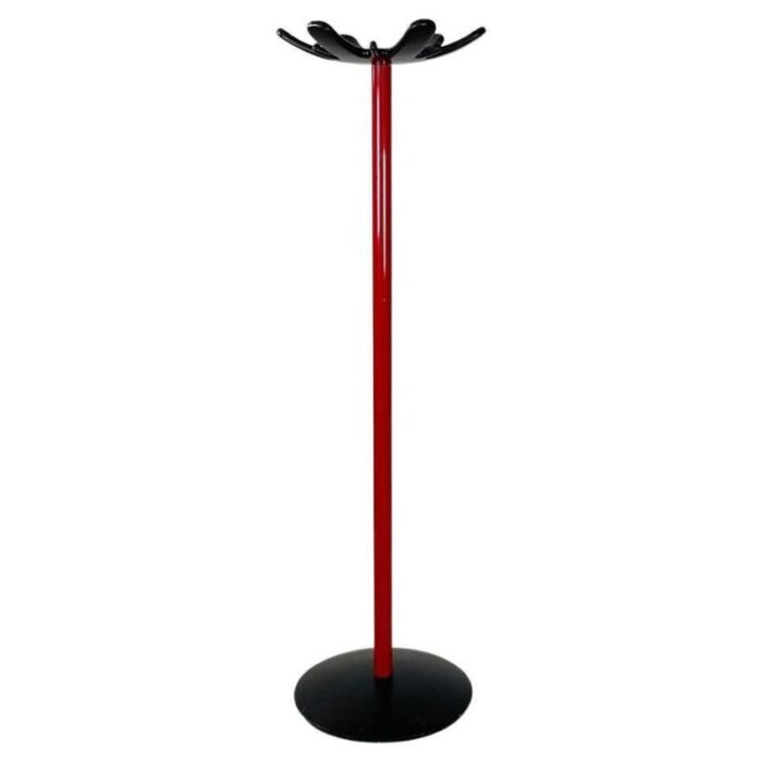 italian modern black and red coat stand by de pas durbino lomazzi 1980s 1