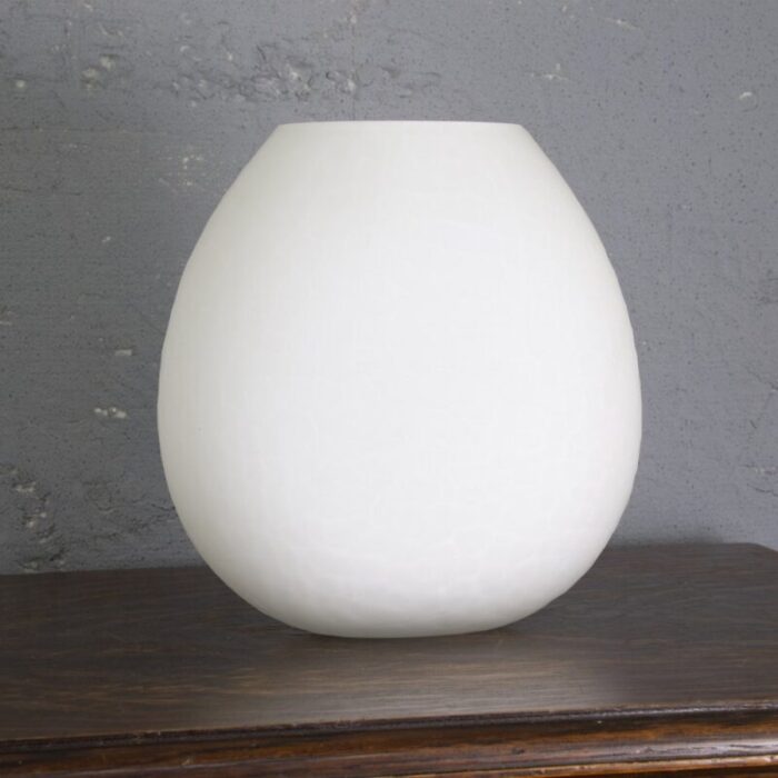 italian murano glass vase in blown white 8