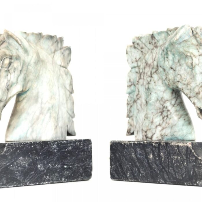 italian neo classic marble horse head bookends a pair 5357