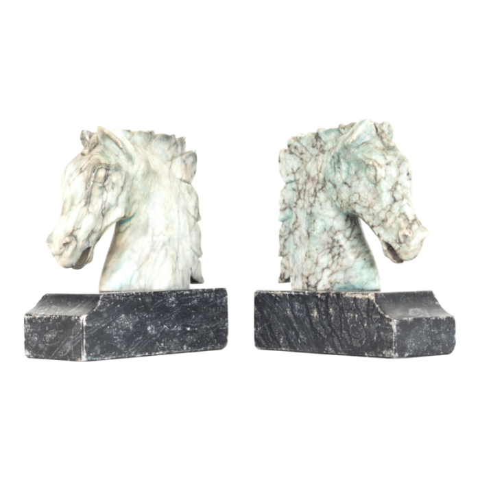 italian neo classic marble horse head bookends a pair 9059