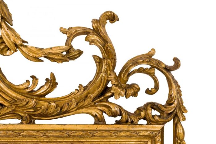 italian neoclassic carved giltwood portrait pediment wall mirror 0643