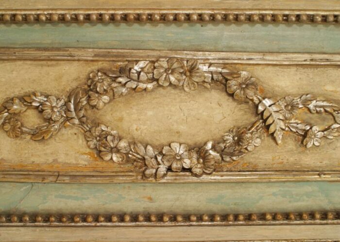 italian neoclassic white and celadon painted floral design wall mirror 9653