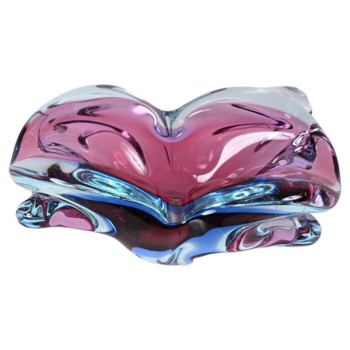 italian purple blue and pink sommerso murano glass bowl by flavio poli 1960s 1