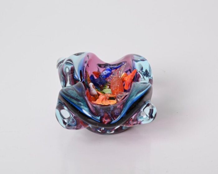 italian purple blue and pink sommerso murano glass bowl by flavio poli 1960s 10