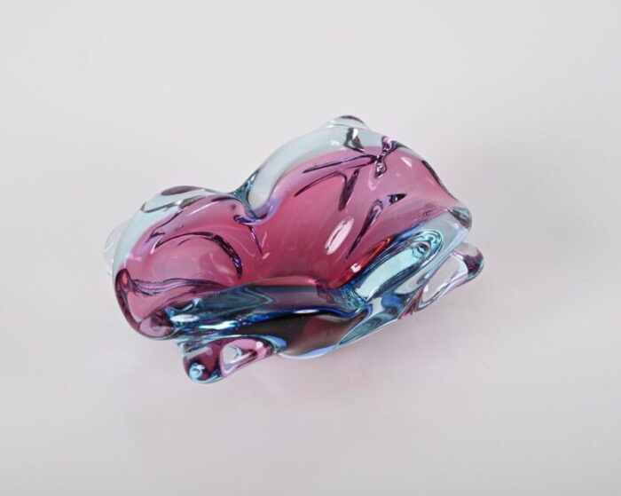 italian purple blue and pink sommerso murano glass bowl by flavio poli 1960s 13