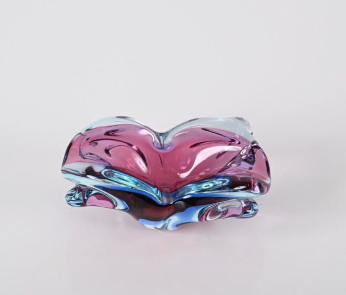 italian purple blue and pink sommerso murano glass bowl by flavio poli 1960s 5