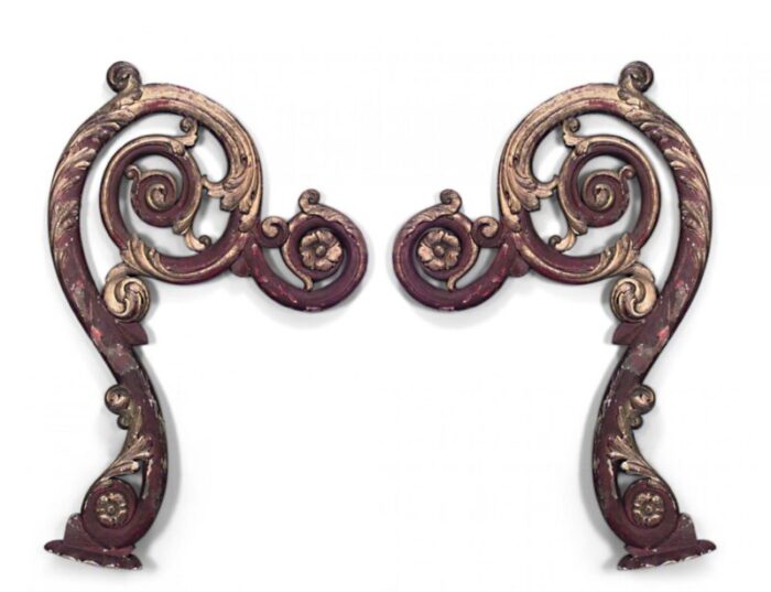 italian rococo style carved gilt wall brackets a pair 3986