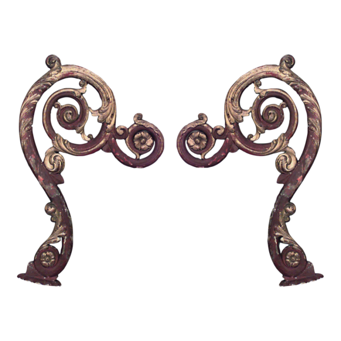 italian rococo style carved gilt wall brackets a pair 8554