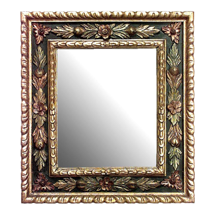 italian venetian style gilt and polychromed floral wall mirror 3985