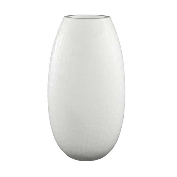 italian white blown murano glass vase 1