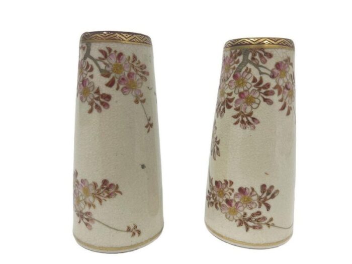 japanese satsuma mini vases 1900s set of 2 2