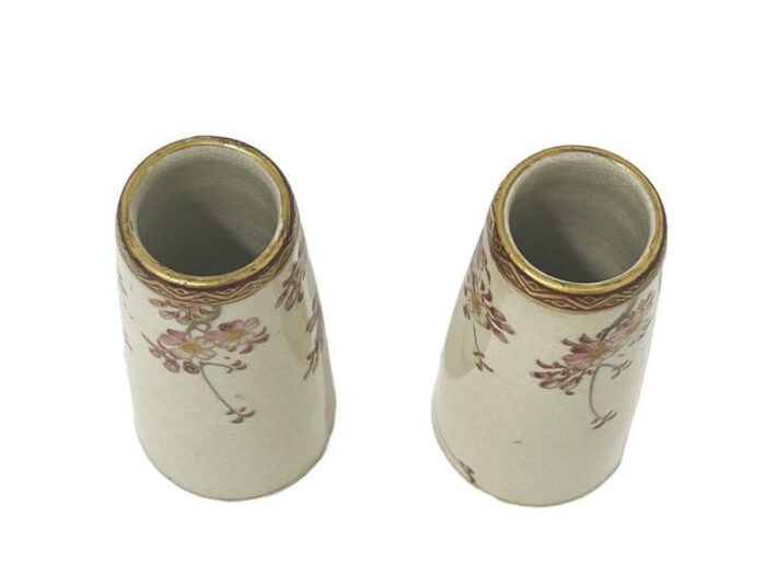 japanese satsuma mini vases 1900s set of 2 4