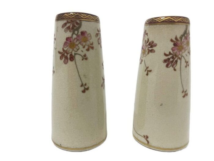 japanese satsuma mini vases 1900s set of 2 5