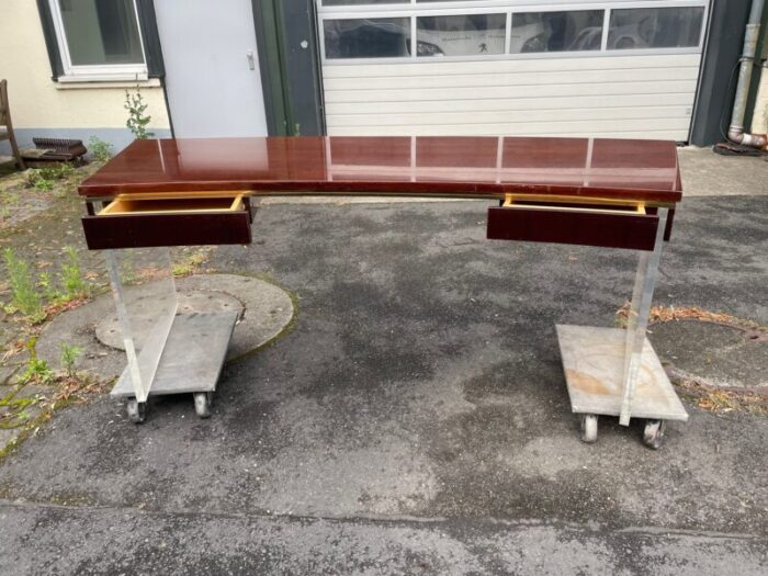 large boss desk in acrylic glass and rosewood veneer france 1970s 5715