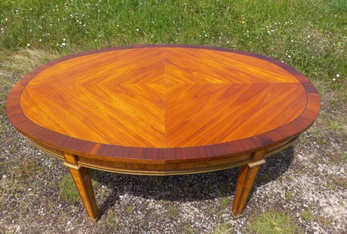 large extending reception table in marquetry and gilded bronze 7817