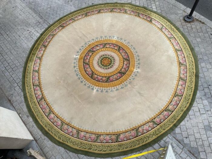 large french round savonnerie rug 1920s 20