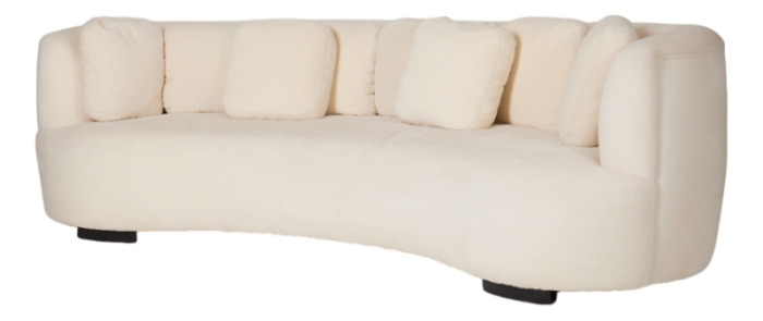 large half moon sofa in white mohair 4737