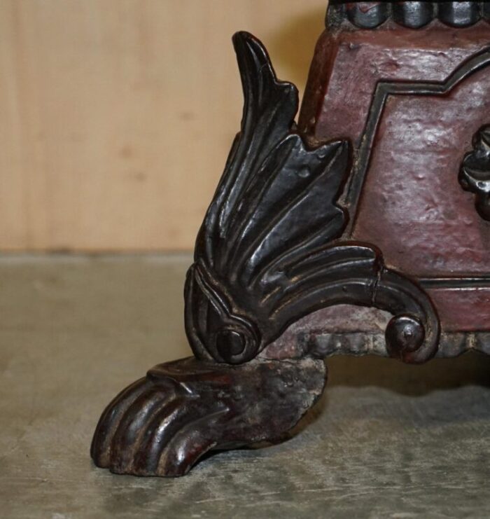 large hand carved floor candle holder 1800s 9