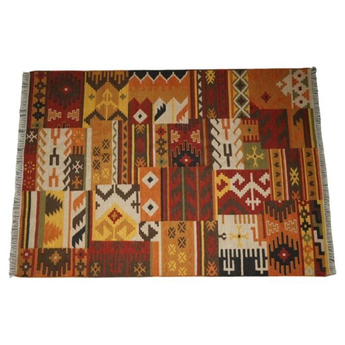 large handwoven kilim rug with floral tree look 1940s 1