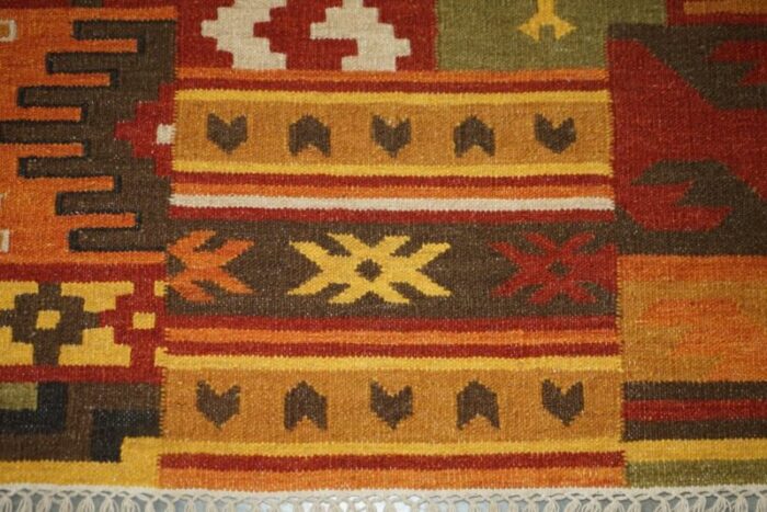 large handwoven kilim rug with floral tree look 1940s 10