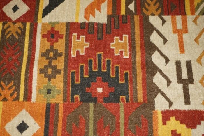 large handwoven kilim rug with floral tree look 1940s 13