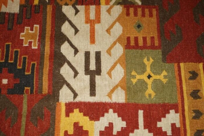 large handwoven kilim rug with floral tree look 1940s 14