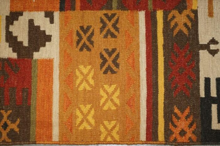 large handwoven kilim rug with floral tree look 1940s 17