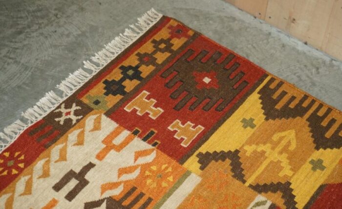 large handwoven kilim rug with floral tree look 1940s 2