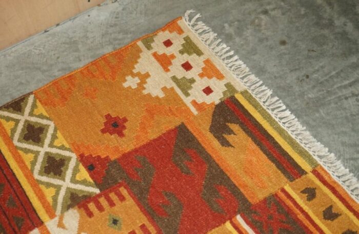 large handwoven kilim rug with floral tree look 1940s 3