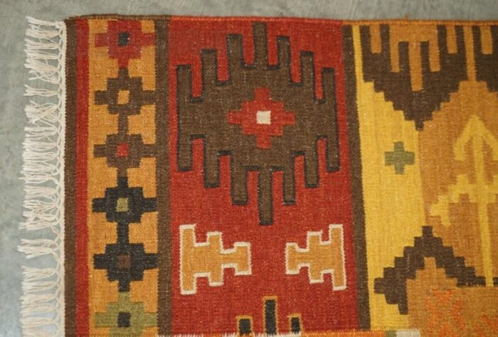 large handwoven kilim rug with floral tree look 1940s 4