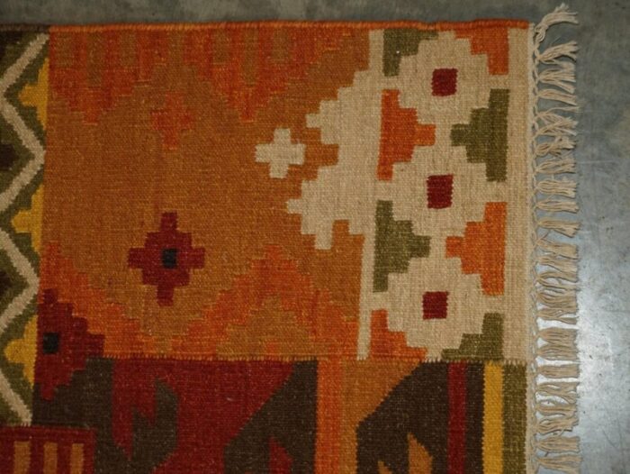 large handwoven kilim rug with floral tree look 1940s 5