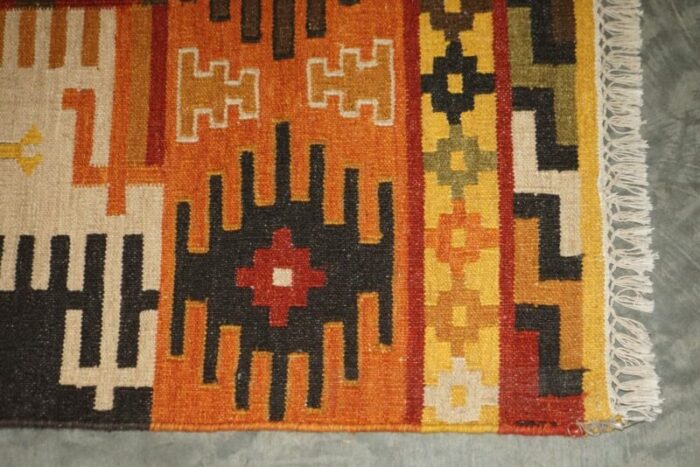 large handwoven kilim rug with floral tree look 1940s 6