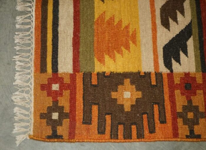 large handwoven kilim rug with floral tree look 1940s 7