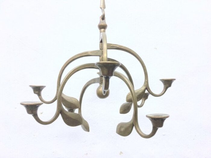 large hanging candleholder in brass and bronze 1970s 10