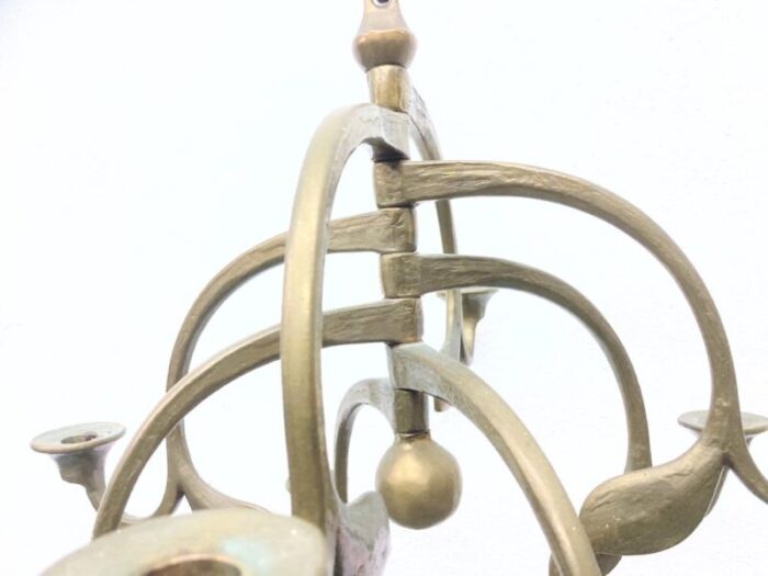 large hanging candleholder in brass and bronze 1970s 5