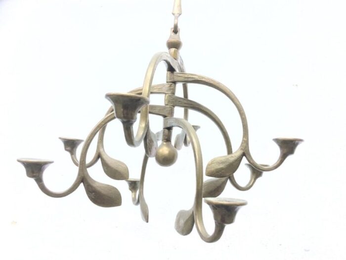 large hanging candleholder in brass and bronze 1970s 6