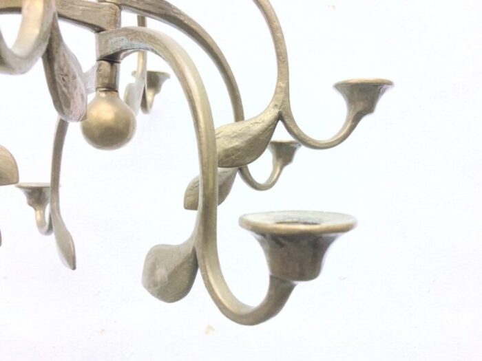 large hanging candleholder in brass and bronze 1970s 7