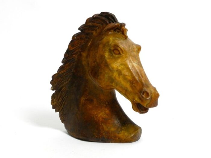 large horse head sculpture in brown soapstone 1960s 5